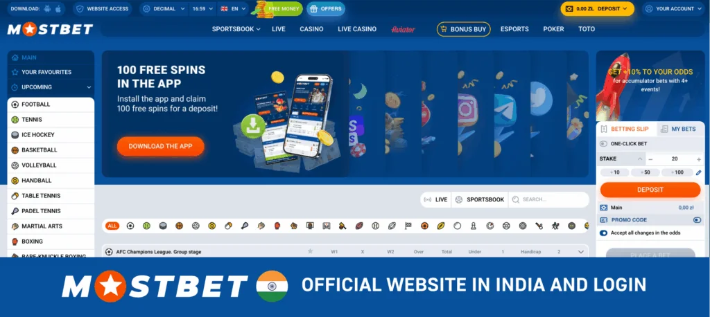 Official Mostbet website India login